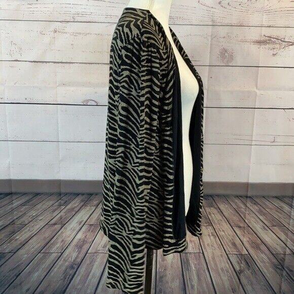 Channa Cardigan Sweater Womens XL Black Zebra Slinky Stretch Shimmer Formal - Picture 7 of 12